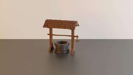 Stone fantasy well with roof – wargaming terrain