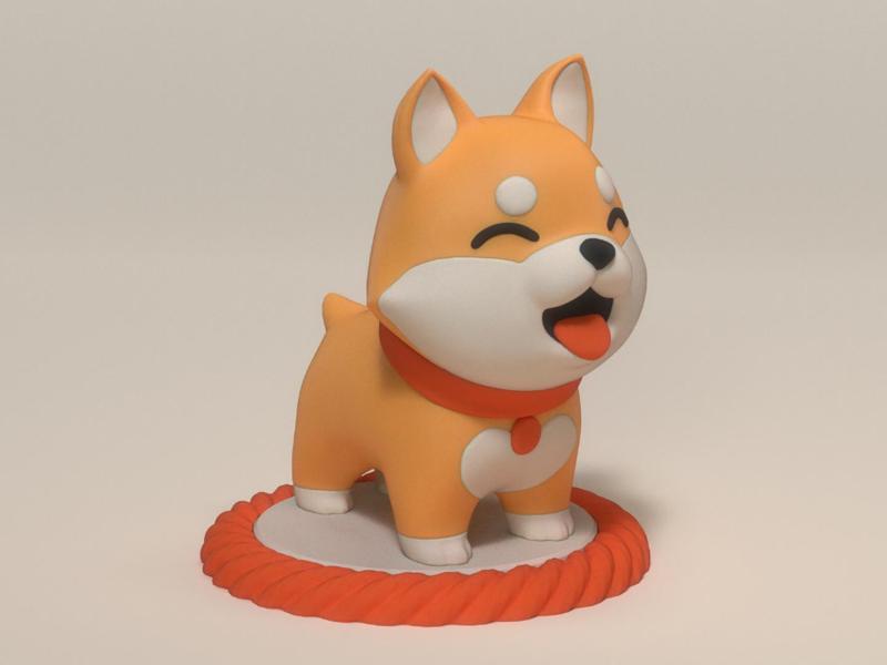 Cartoon small dog Shiba Inu standing | Cartoon small dog Shiba Inu