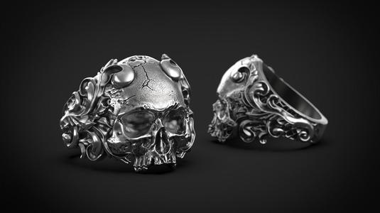 Skull Ring Vintage  STL 3d model for 3d printing