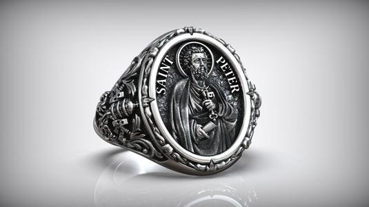 Saint Peter Apostle Keys of Heaven Shield Christian Signet