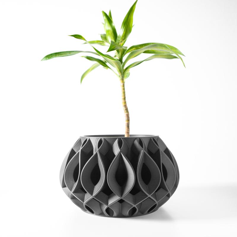 The Viris Planter Pot with Drainage Tray & Stand Included: Modern and Unique Home Decor for Plants