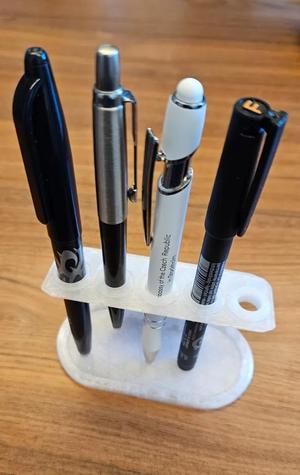 Pen stand for 5 pens with adjustable casings   