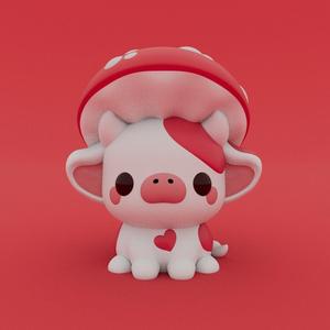 Kawaii Cow - Mushroom