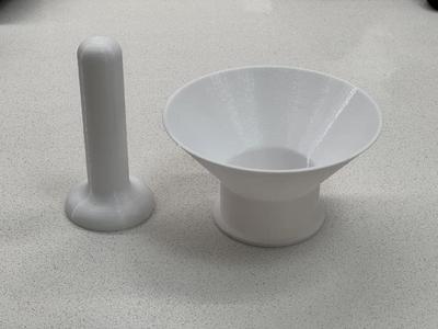 Chalk ball refill funnel with tamper   