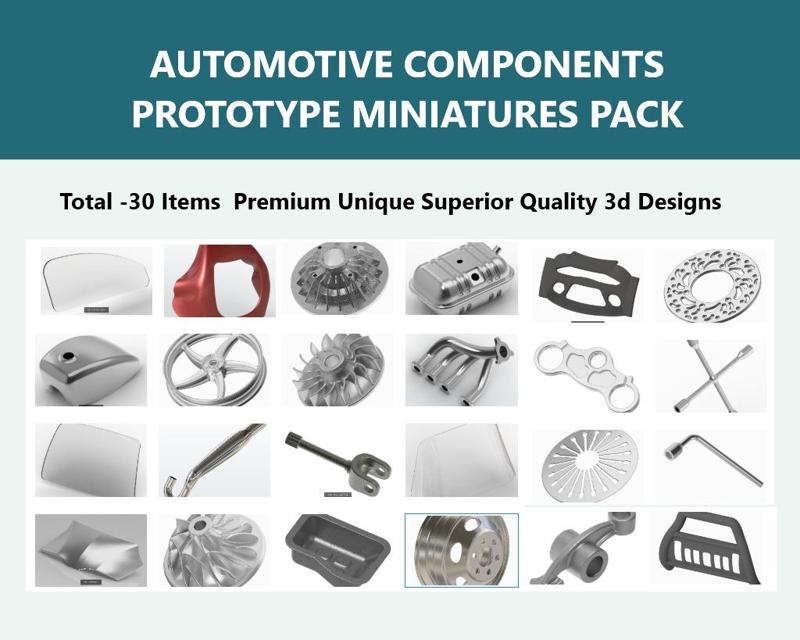 AUTOMOTIVE COMPONENTS PROTOTYPE MINIATURES PACK  3D Model Collection