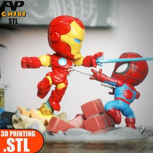 Iron Man vs Spider-Man Chibi STL for 3D Printing ChibiSTL 3DXM