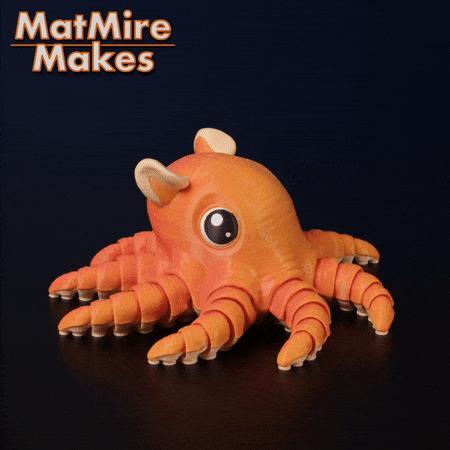 Flapjack Octopus articulated fidget, cute flexi, print in place, multicolor 3mf included