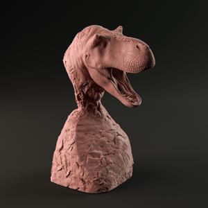 Tyrannosaurus open mouth bust – pre supported