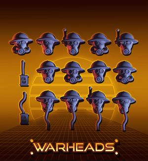 British Helmets Heads in Gasmasks! Alternative WW1-2 heads! (13 heads)