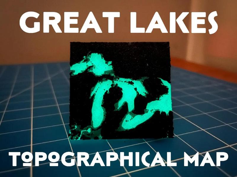 Topographical Great Lakes / Michigan Map