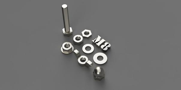M8 HEX bolts, nuts and washers / 5-100mm