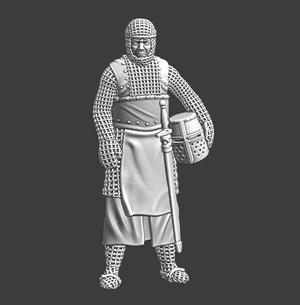 Medieval Teutonic knight – resting helmet under arm