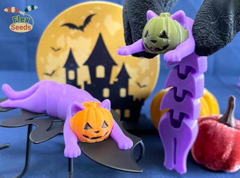 Flexi Pumpkin cat (Print-in-place)
