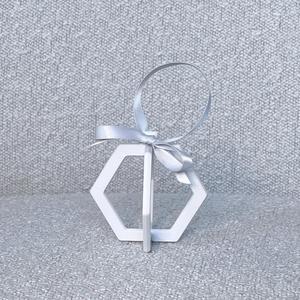 Christmas ornament hexagon white/grey   