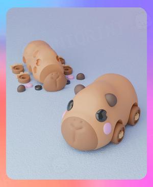 Movable Capybara Bus Keychain (Separated Parts)