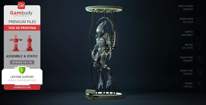 Xenomorph in Incubator STL files for 3D Printing | Assembly Model