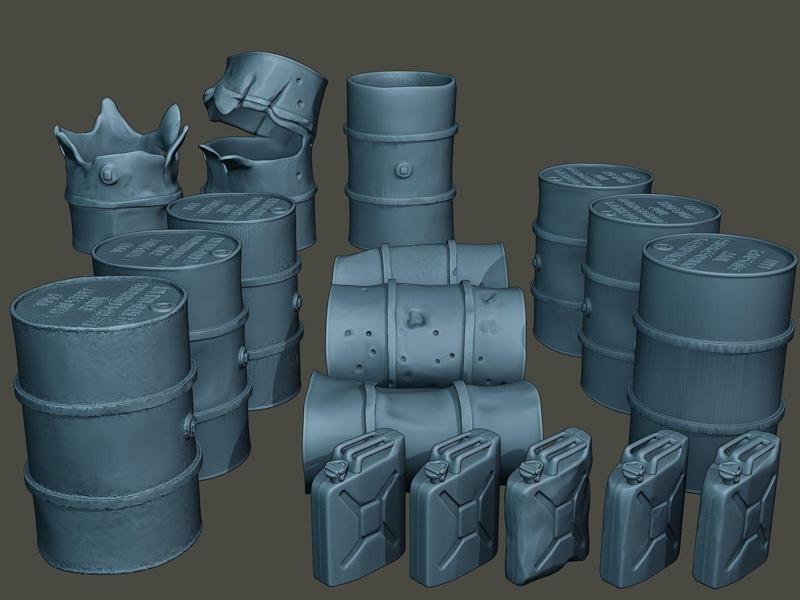 ww2 German Fuel drums and fuel tanks Pack