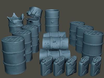 ww2 German Fuel drums and fuel tanks Pack