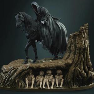Nazgul & Hobbits in Diorama STL files for 3D Printing | Assembly Model