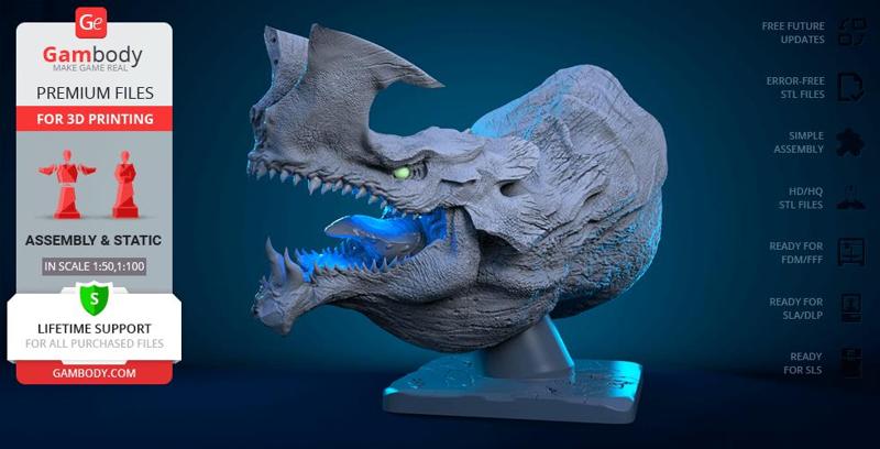 Otachi Bust 3D Printing Figurine | Assembly