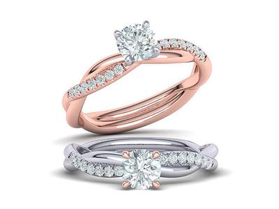 Gorgeous rope style twisted engagement ring 5mm stone 3dmodel