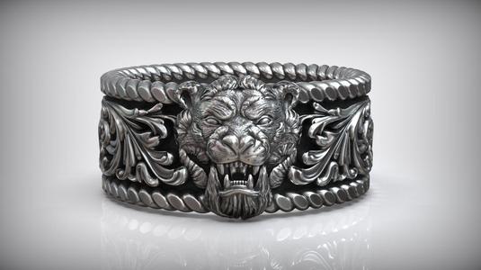 Tiger Head Engraved Pattern Wild Band