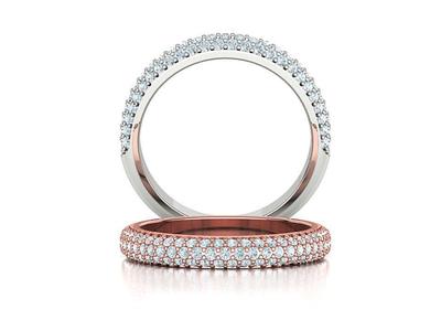3-Row Diamond Ring Half Eternity Gianna band 3dmodel