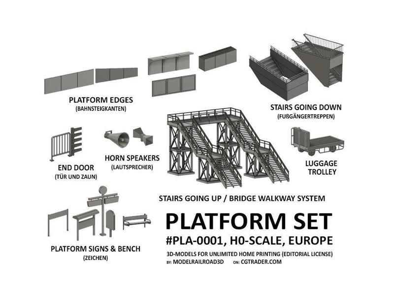 PLA-0001 Platform detail set for Europe H0-scale 38 items