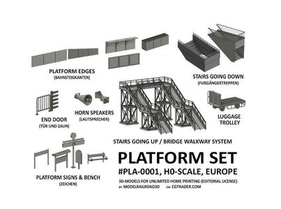 PLA-0001 Platform detail set for Europe H0-scale 38 items
