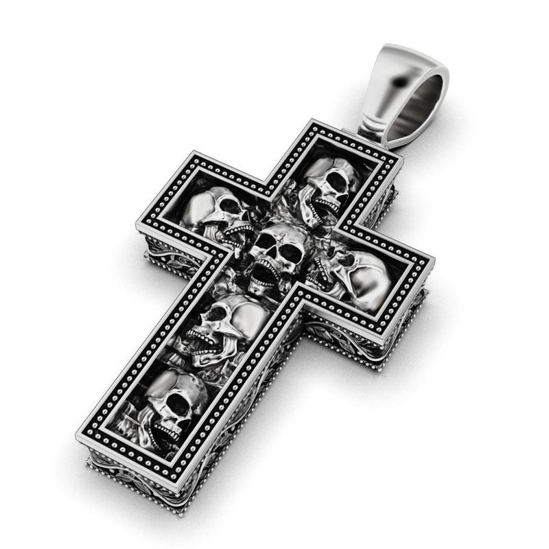 Cross with skulls and patterns