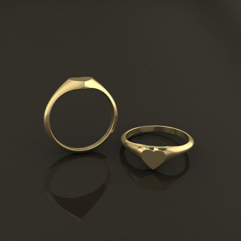 Dainty Thin Signet Heart Round Mix Size