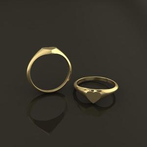 Dainty Thin Signet Heart Round Mix Size