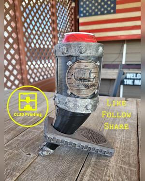 Viking Ship Hammered Metal – Horn Koozie