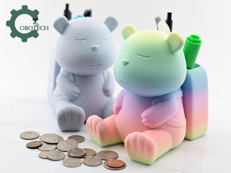 Backpack Bear Piggy Bank and Pen Holder – Desk Decor – Coin Bank Gifts – Unique Gifts – Cute Piggy Bank Gifts