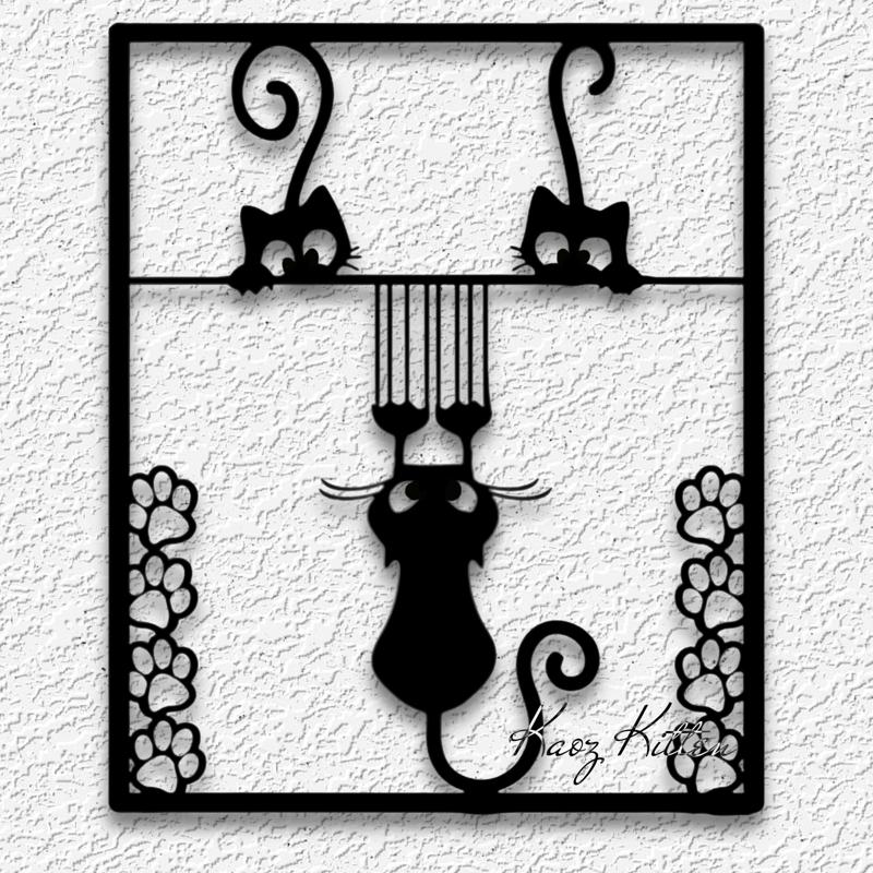 framed mischievious kitten wall art kitty cat home decor