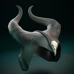 Maleficent 2 Horns Helmet Stl Files 3D Printing Evil Queen