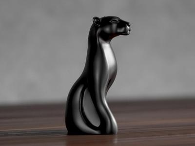 Sleek Black Panther Sculpture