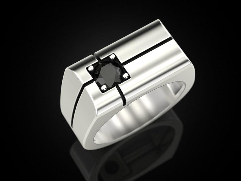 Mens ring with a stone 5 mm