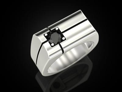 Mens ring with a stone 5 mm