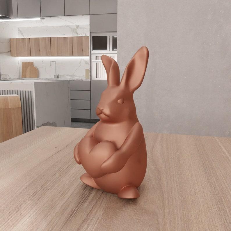 3D Easter Bunny with Heart Decor as Stl File & Heart Art, Easter Gift, Bunny Rabbit, Heart Decor, 3D Print File, Easter Decor, Easter Rabbit