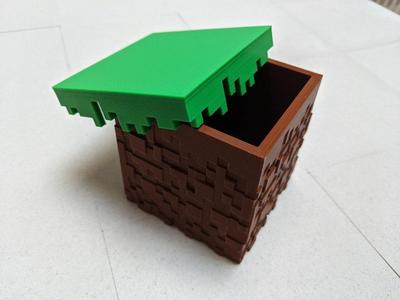 Textured Minecraft Grass Block  Box
