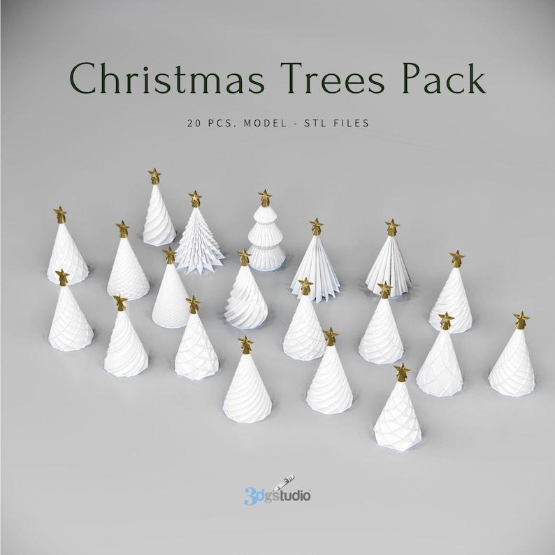 Christmas Tree 3D STL Files, Christmas Bundle Pack 20 Pcs. Tree, Christmas Decor, Christmas Print Files for 3D Printers