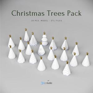 Christmas Tree 3D STL Files, Christmas Bundle Pack 20 Pcs. Tree, Christmas Decor, Christmas Print Files for 3D Printers