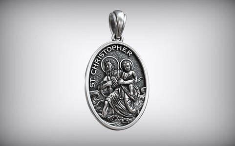 Saint Christopher Carrying Christ Protect Christian Medal