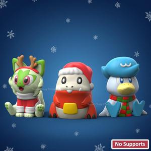 Christmas Fuecoco Quaxly Sprigatito (Easy Print No Supports)