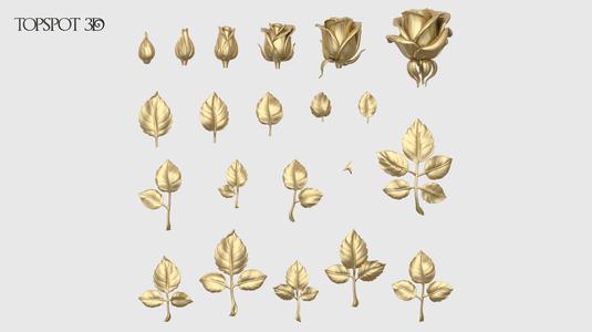 Rose Buds And Leaves Set