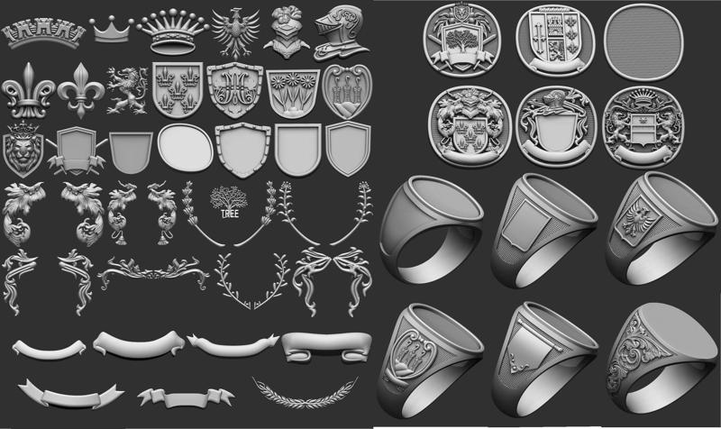 Coat of Arms Brasao – Crest Elements Set Colection 3D Model Collection