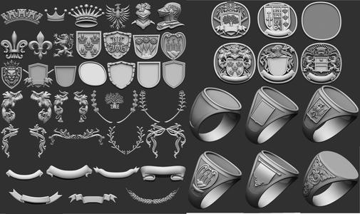 Coat of Arms Brasao – Crest Elements Set Colection 3D Model Collection