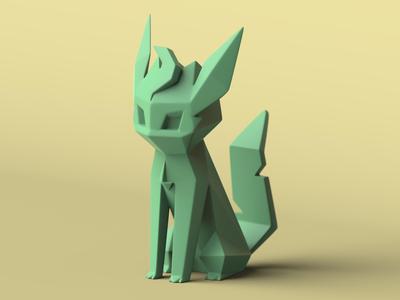 Low-poly Leafeon