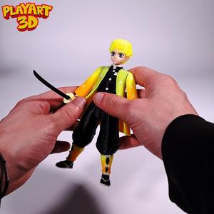 ZENITSU - ARTICULATED ACTION FIGURE - DEMON SLAYER - EASY TO PRINT AND ASSEMBLE